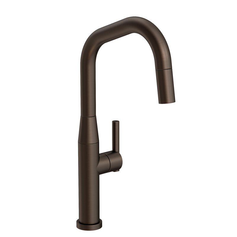 East Square Single Handle Pull Down Kitchen Faucet, English Bronze