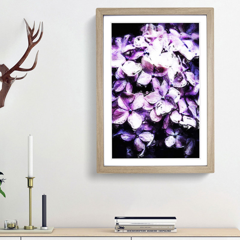 Lilac Hydrangeas - Picture Frame Painting Print, 36cm H x 27cm W x 2cm D, Oak Framed