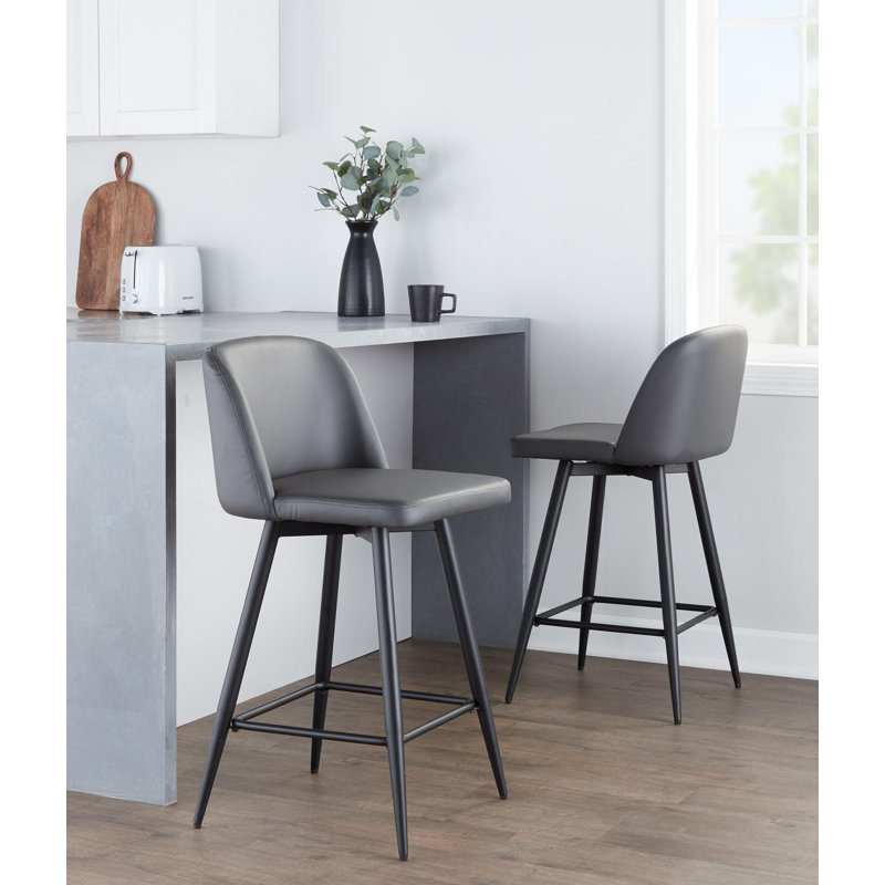 Lakyia Swivel Upholstered Counter Stool with Metal Frame