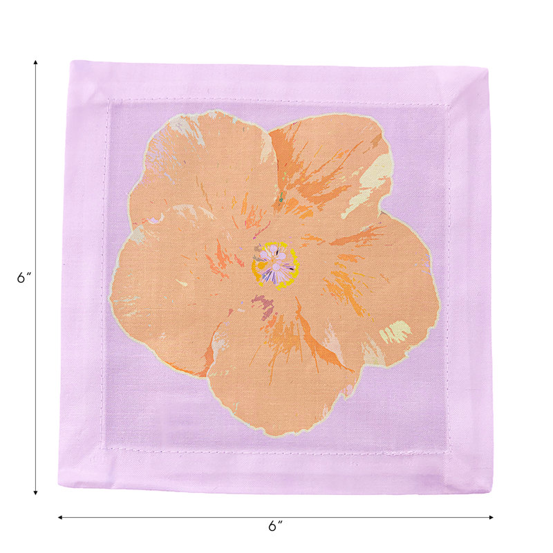Hibiscus Cotton Sateen Cocktail Napkins, Lilac