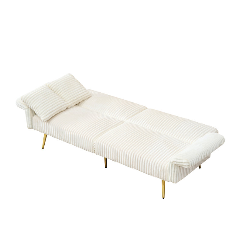 79 Inch Corduroy Bed, Foldable With Folding For Living Room & Narrowed Spaces, Fine Velvet, Construction Bed In Corduroy, Adjustable Small Luxury Velvet Fabric, And Easy To Assemble