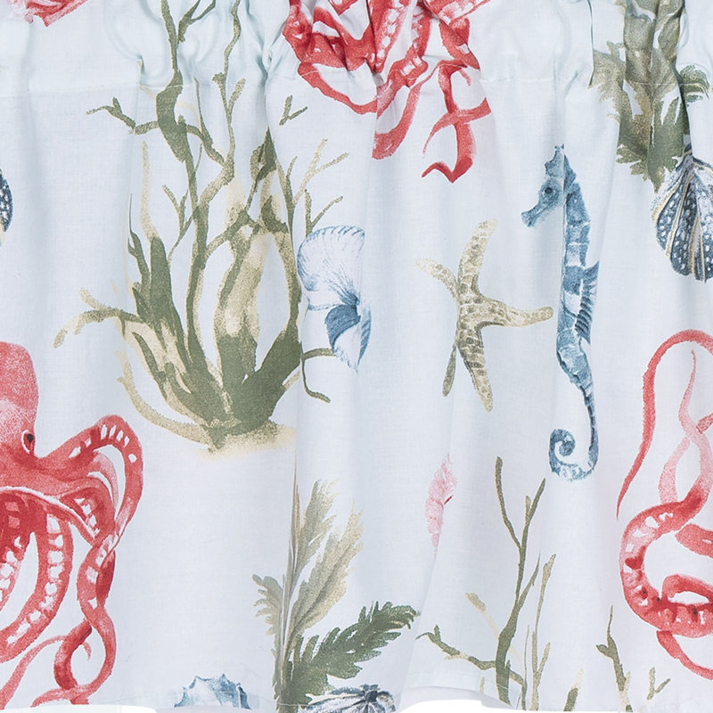 Behari Coastal Cotton Blue and Red Valance Set