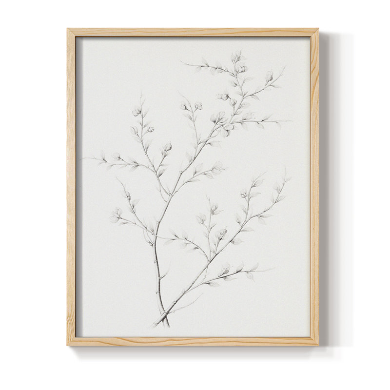 "Impression florale rétro" sur papier, Naturel, H 14 po x l 11 po