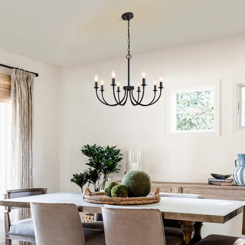 Krustina 8 - Light Dimmable Classic / Traditional Chandelier, Sand Black