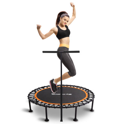 TECHSPORT 45" Fitness Trampoline for Adults, Mini Exercise Rebounder with T-Bar Handle for Home Workout, Orange
