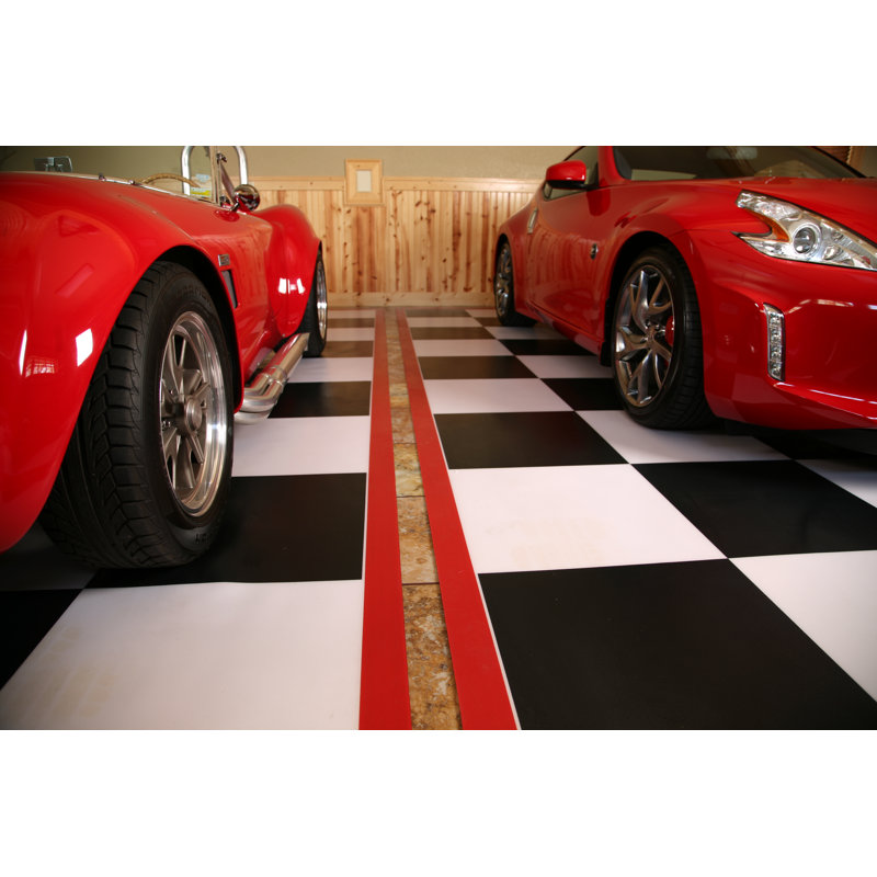 Rouleau de plancher de garage imagé, Bordure rouge, L 5 pi x l 10 pi