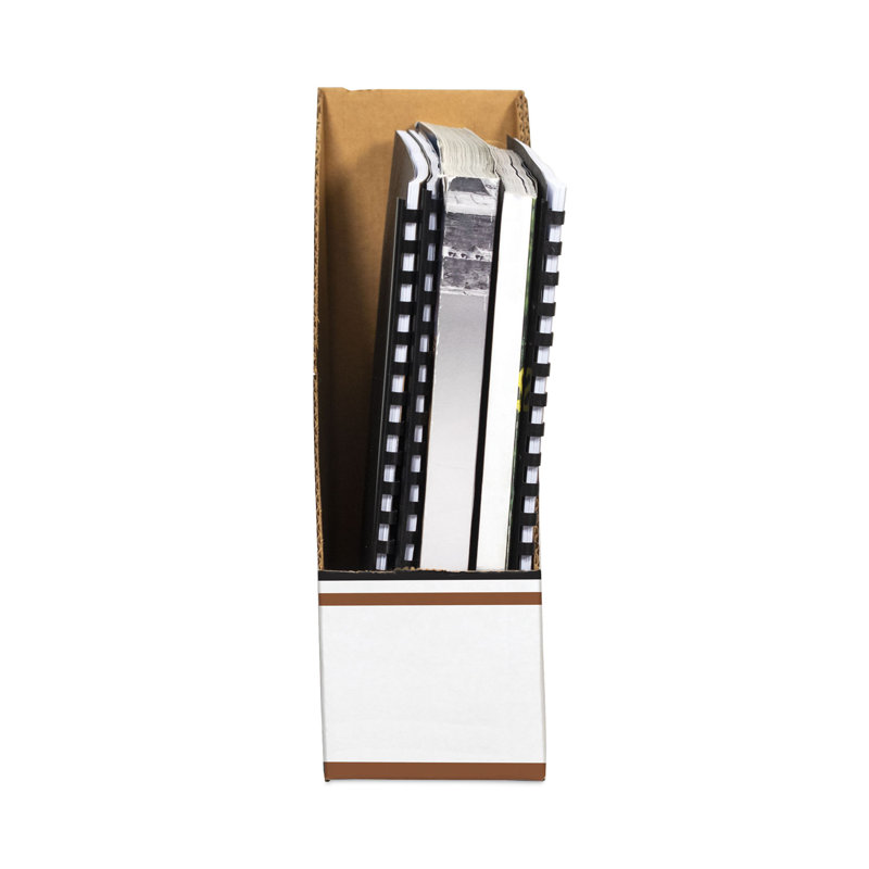 White and Wood Grain Cardboard Magazine File Holder