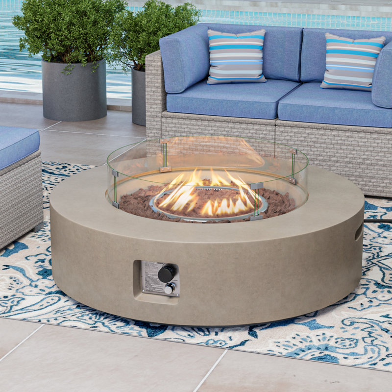 Langport Concrete Propane Fire Pit Table, Gray