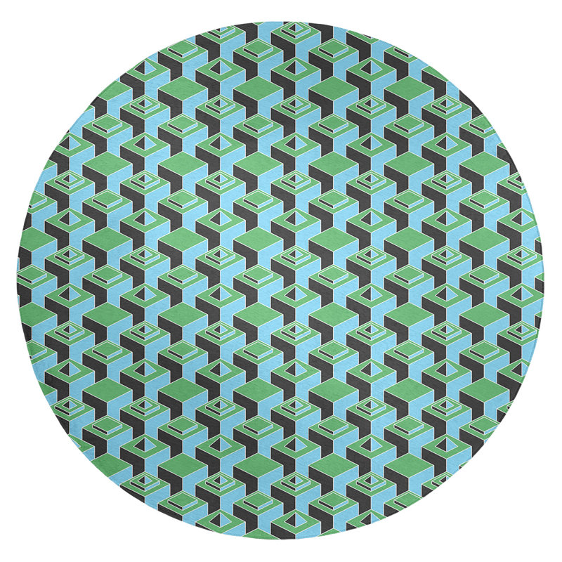 Chenille Geometric Indoor Rug, Round 5'