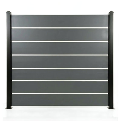 4ft High Aluminium Slatted Fence Kit with 100mm Slats - Modern Garden Fencing (Black & Anthracite Grey)