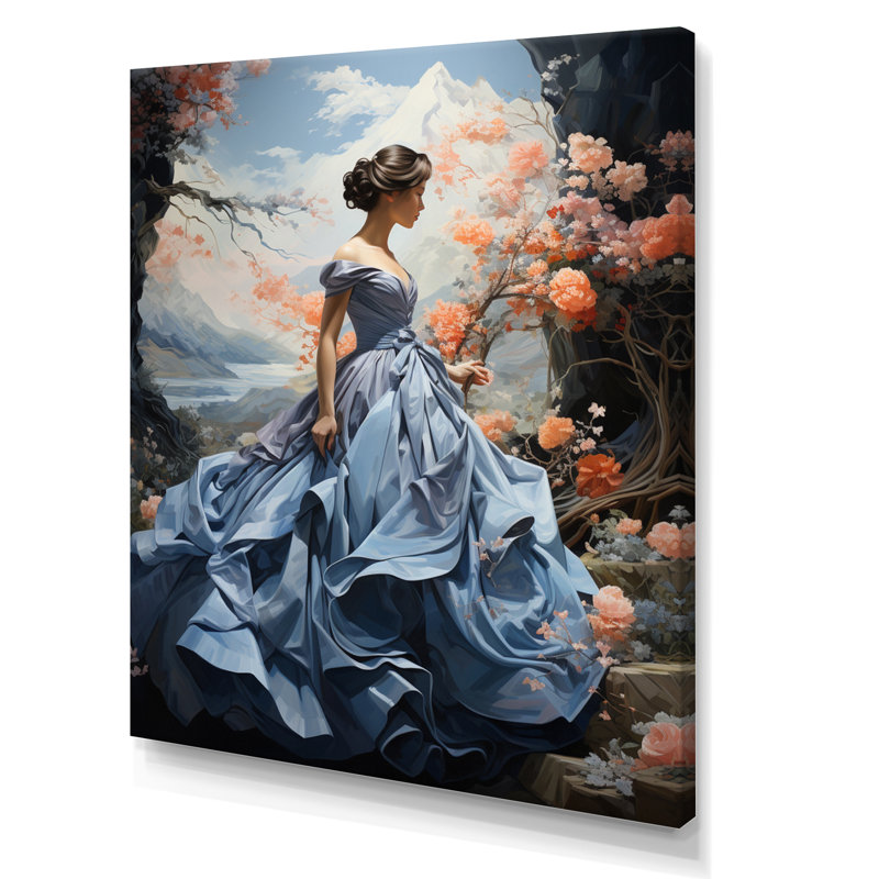 Leopoldas - robe française bleue élégante - art mural Dior pour le salon, H 32 po x l 24 po x P 1 po