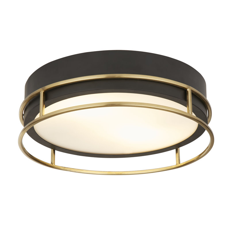 Averie Glass Flush Mount, Black/Brass