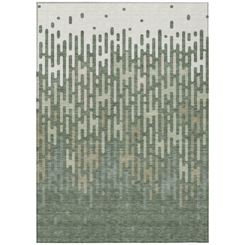 Machine Washable Indoor/Outdoor Chantille ACN2567 Abstract Rug, Basil, 10' x 14'