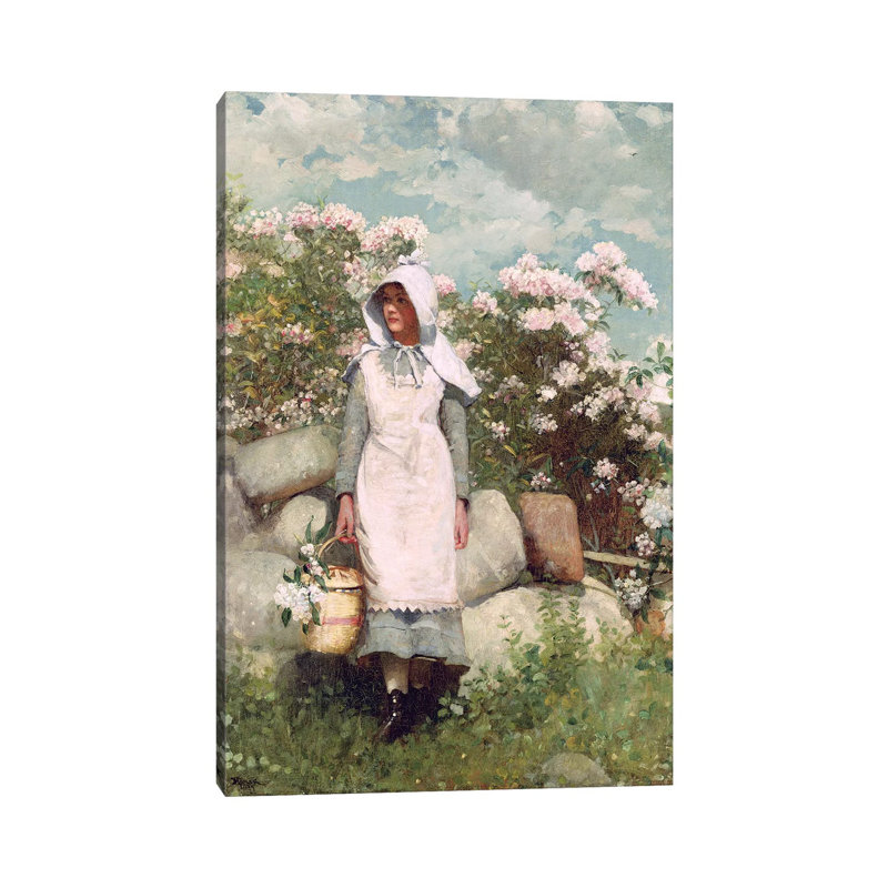 Girl and Laurel, 1879 by Winslow Homer - 1 Piece Wrapped Canvas Wall Art, 101.6 cm H x 66.04 cm W x 1.91 cm D