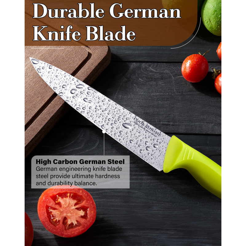 8-Inch Stainless Steel Chef's Knife with Green Handle