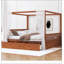 Lit à baldaquin en bois Queen Size avec tiroirs de rangement, durable et élégant pour les chambres modernes-254740276