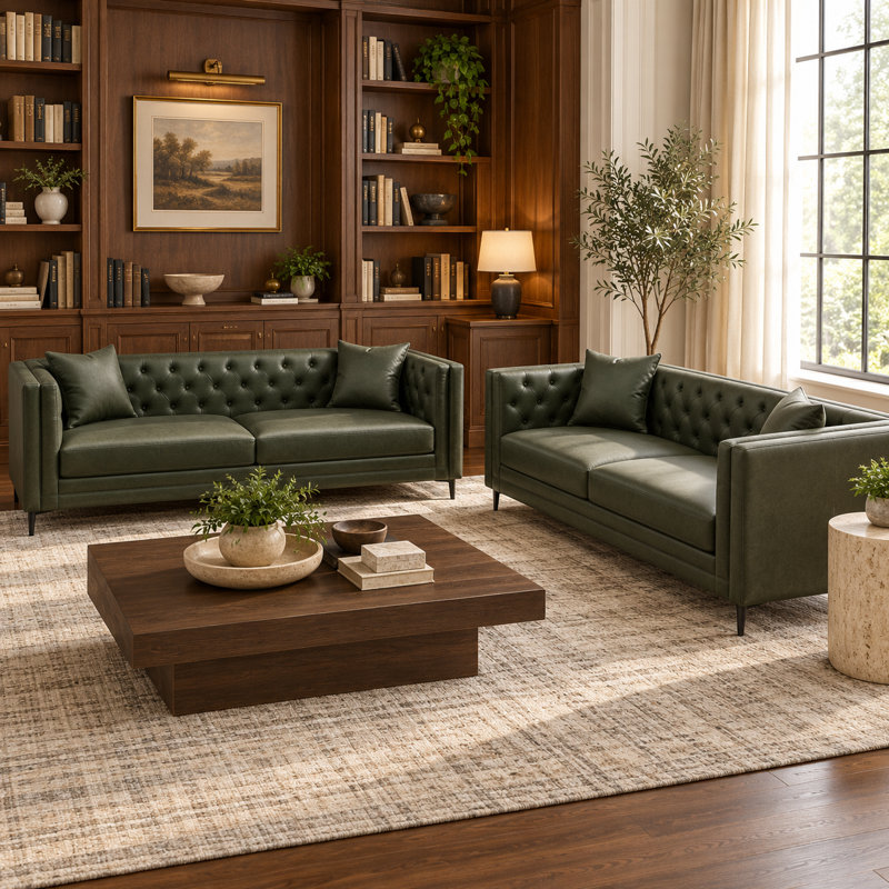 Castiglione Upholstered 83.5 " Fabric Sofa, Vert