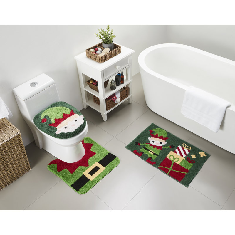 Elfe de Noël 3 pièces Ensemble de tapis de bain