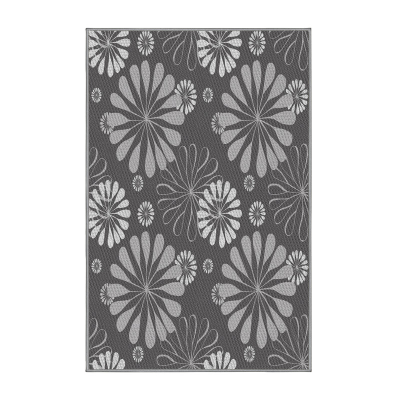 Tapis gris à motif floral Israël, Rectangle 7 pi x 9 pi