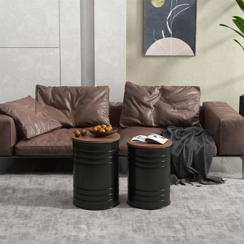 Ensemble de 2 repose-pieds gigognes avec couvercles, espace caché pour un décor moderne et fonctionnel
