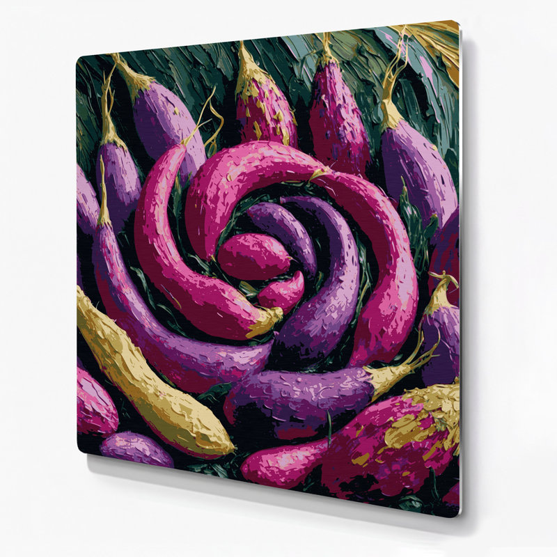 Légumes, art mural mauve en métal Oca, H 12 po x l 12 po
