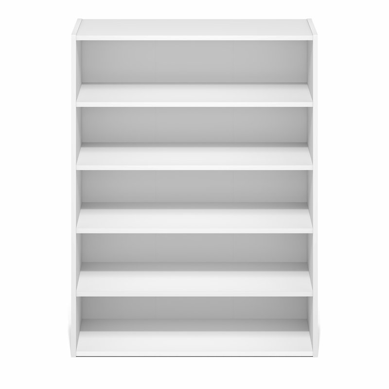 Furinno FANO Shoe Rack, 5-Tier Shoe Organizer, Stackable Shoe Storage, 11.4 x 24.2 x 31.5, for Closet Entryway, Office, Garage, White