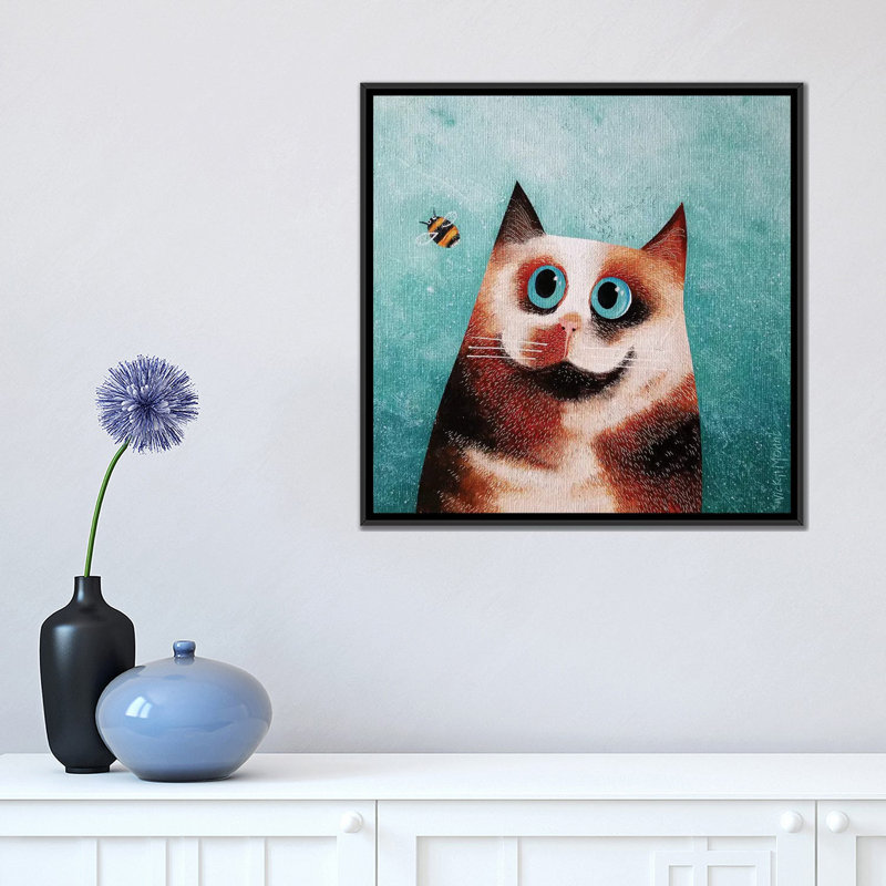 " Bebe And Bee " by Vicky Mount, Black Framed, No Matte, 18'' H x 18'' W x 1.5'' D