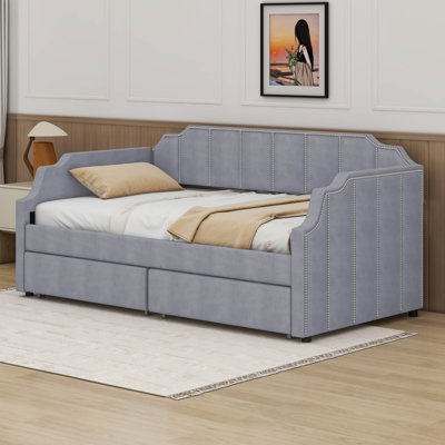 Twin Size Upholstered Daybed With Drawers