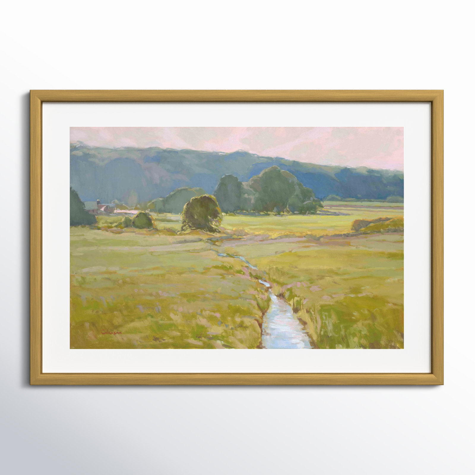 Summer Pasture II by Stephen Calcasola, 24"H x 36"W, Gold