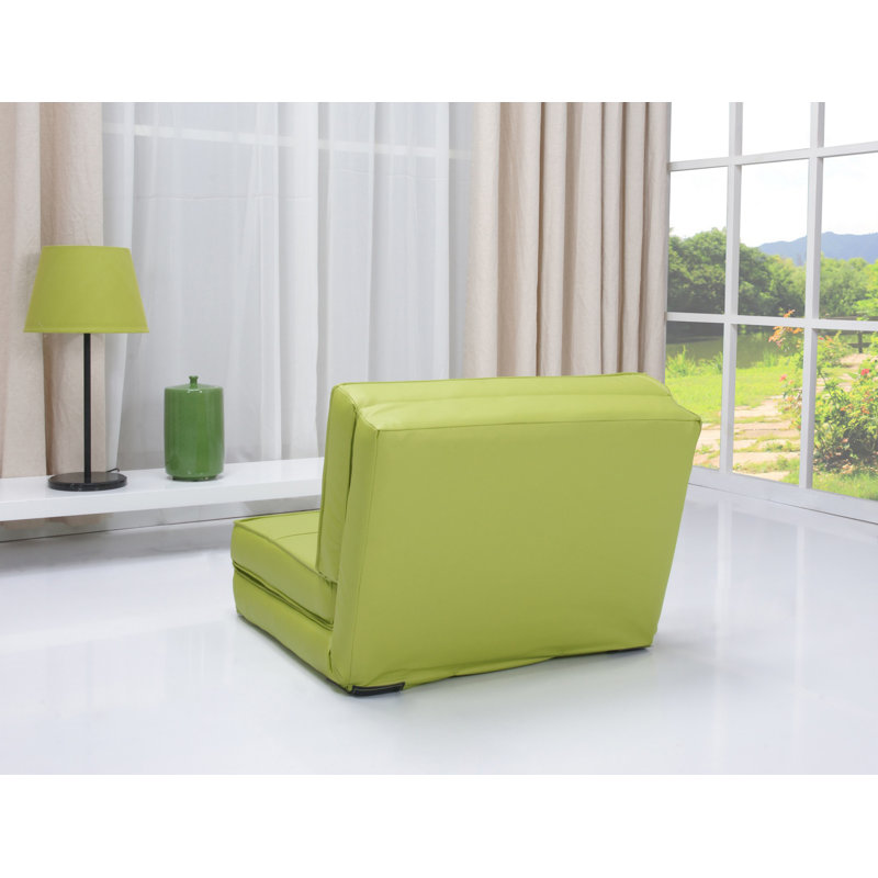 Avita 29.1'' Upholstered Convertible Chair, Green Faux Leather