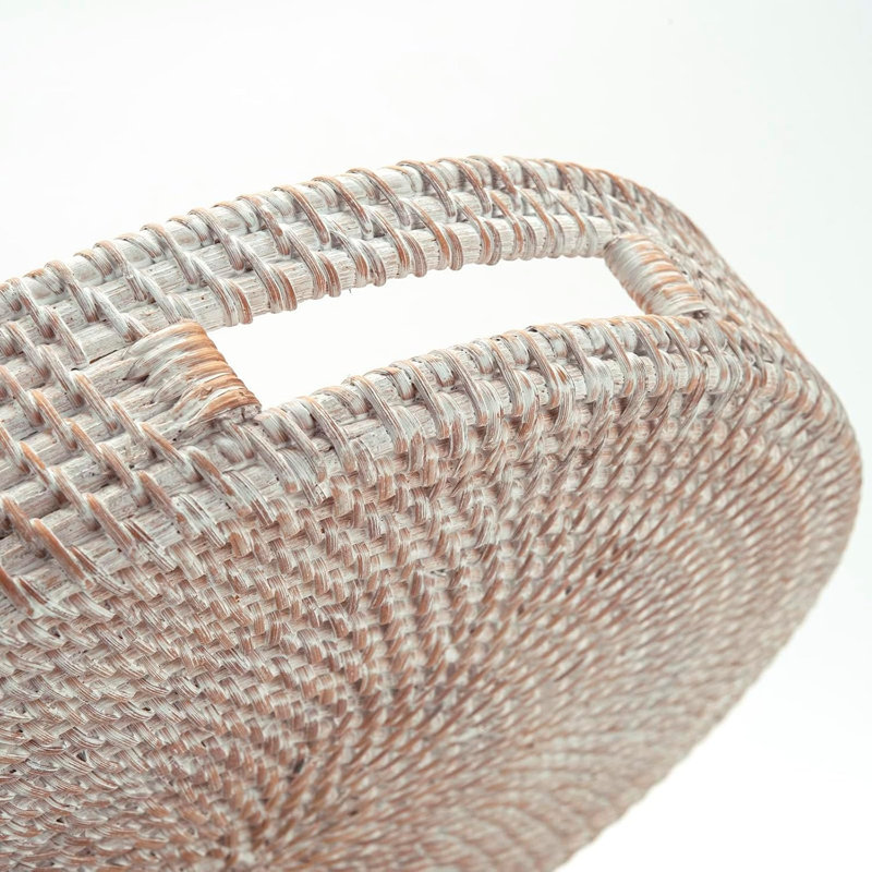 Handwoven Rattan Nesting Tray Set of 3 with Handles for Serving & Decor