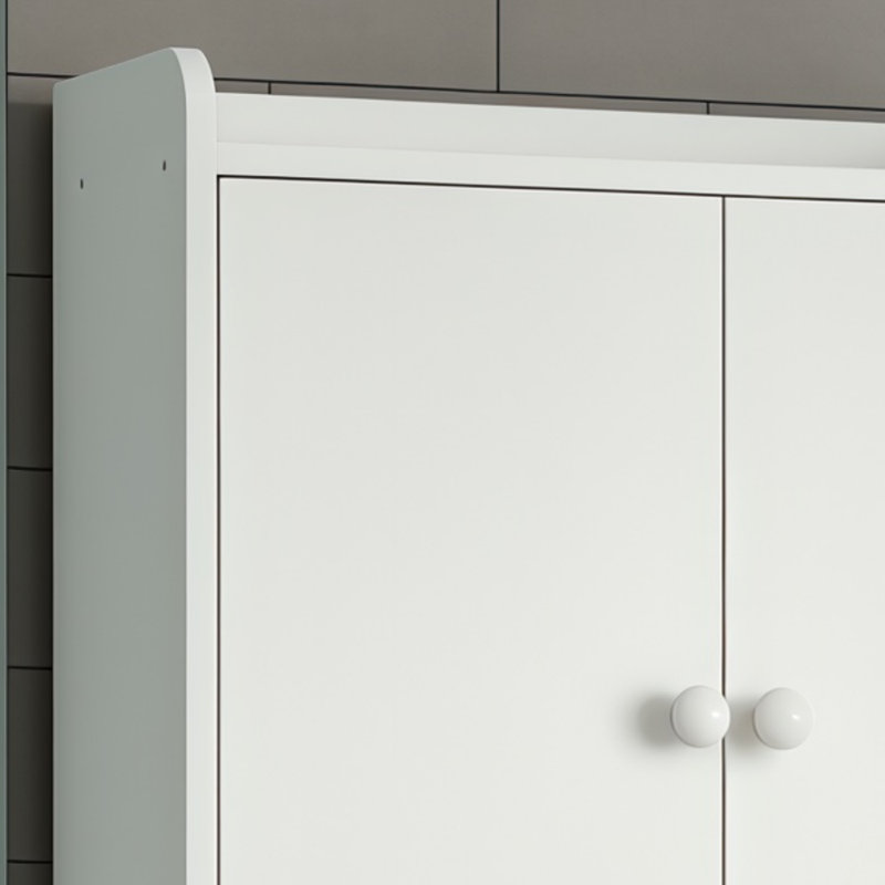 Armoire de rangement anti-basculement à trois niveaux pour la salle de bain, tablettes réglables blanches + tringle inférieure, une solution peu encombrante au-dessus de la toilette.