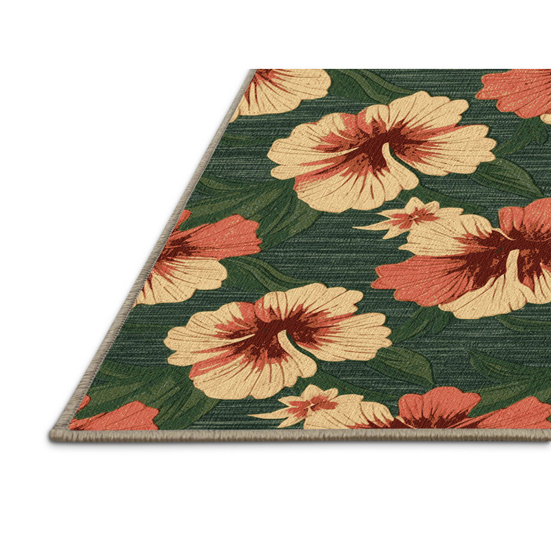  Tapis hawaïen lavable Hibiscus, Rectangulaire 8 pi x 10 pi