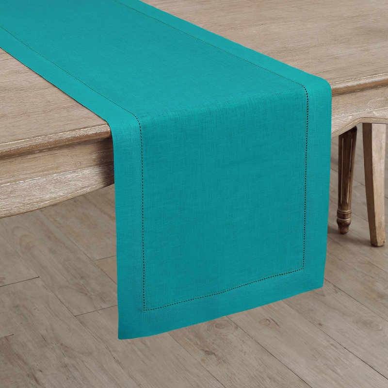Cabana Stripe - 100% Pure Linen Table Runner, 144" x 14", Orange/White