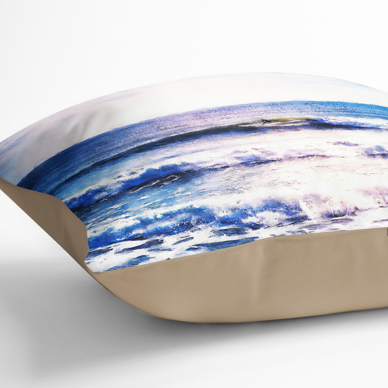 Surfing in Rhode Island Painting Cushion with Filling, 55cm H x 55cm W x 20cm D, Stone