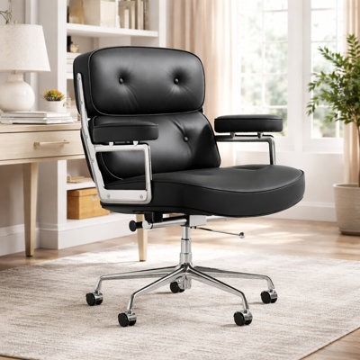 Chaise de bureau en cuir véritable