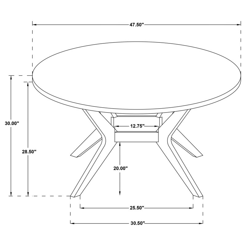 Table de salle à manger ronde Mueller de 48 pouces en placage de mindi brun