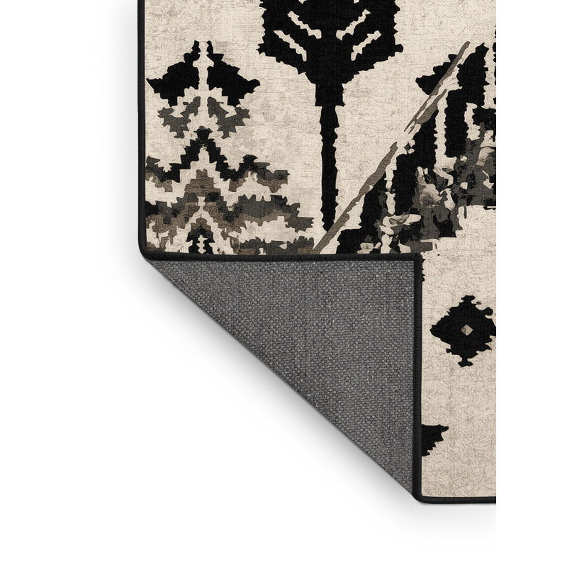 Tapis beige doux et moelleux à motif géométrique bohème Eiler, 7x10