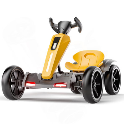 12V Electric Kids Pedal Go Kart, Folder Go Kart, Outdoor Ride On Toy With Adjustable Seat, 4 Non-Slip EVA Wheels For Age 3-8 Years Old, (White)