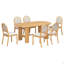 Ensemble de table à manger ovale 7 pièces pour 6 personnes, 180 cm L x 100 cm l x 76 cm H, avec 6 chaises de salle à manger rembourrées et un pied central en bois cannelé (naturel).
