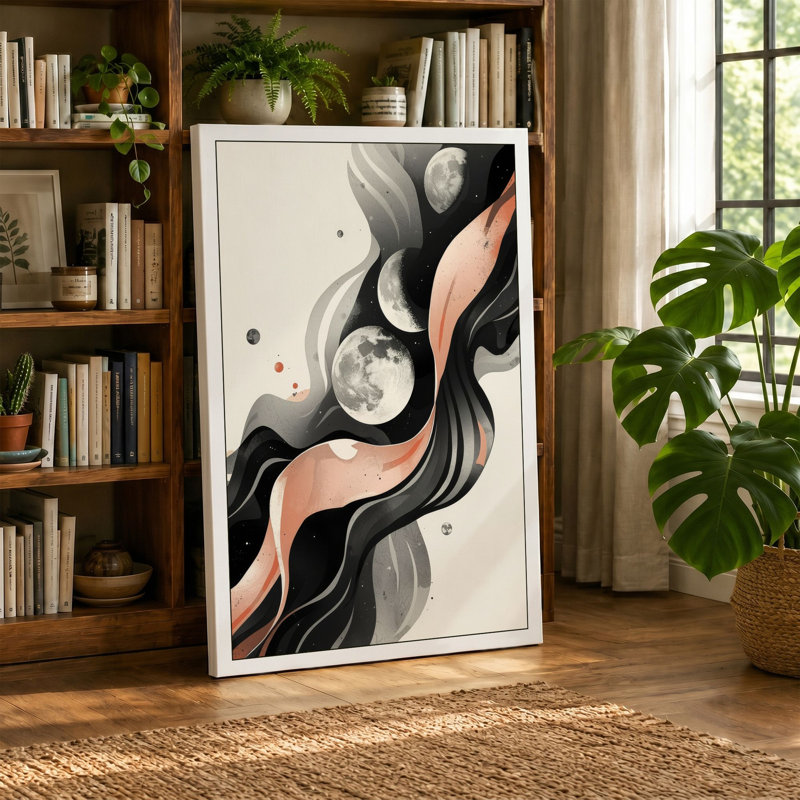 Flowing Moons Abstract - Wrapped Canvas, 18x12 - 45.7 x 30.5 cm, Terracotta Border