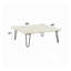 Table basse moderne carrée avec plateau en marbre blanc et base en métal en forme de V noire