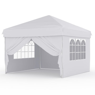 10x10 FT Folding Gazebo Tent - Waterproof Pop Up Canopy with 4 Removable Sidewalls, Heavy Duty Portable Party Tent with Carry Bag & Stakes, Blue