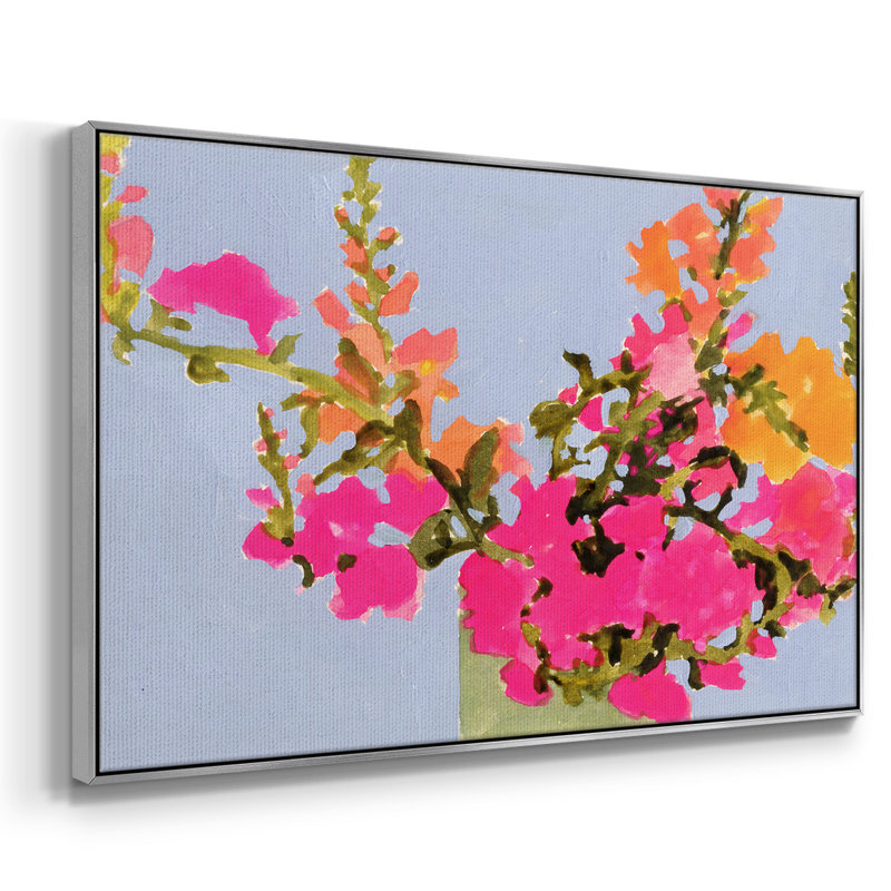 Toile de qualité supérieure saturée Spring Blooms II - prête à être accrochée, Toile argentée avec cadre flottant