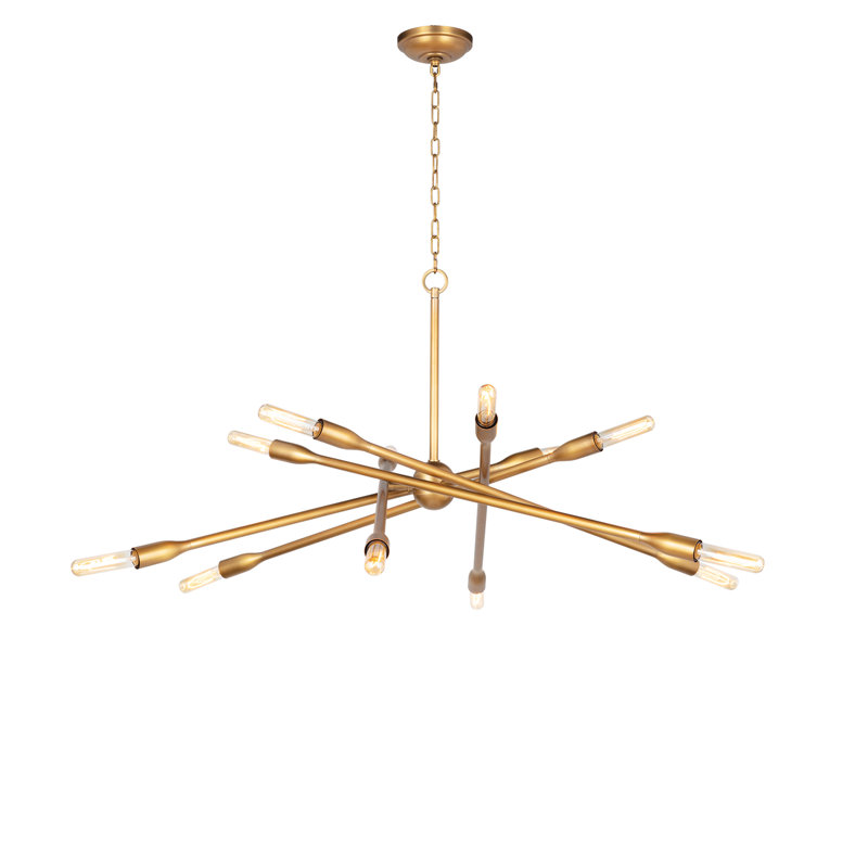 Cobra 12 - Light Chandelier, Natural Brass, 27" H x 43" W x 43" D