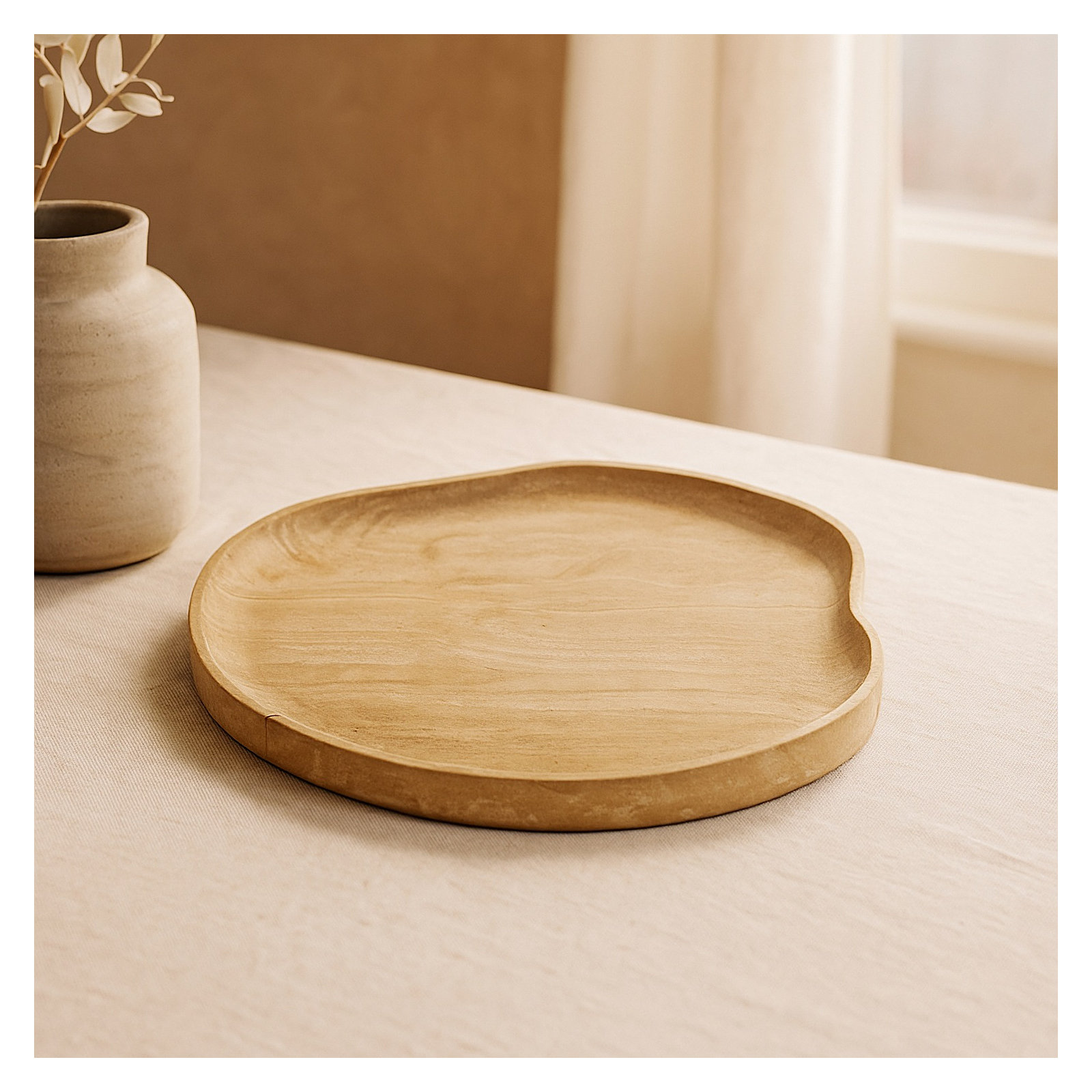 Organic Large Serving Platter Resin, 16.1" W x 16.1" D
