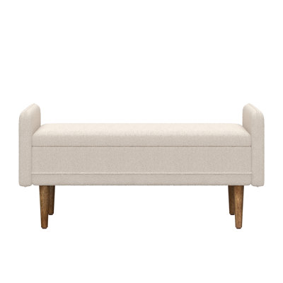 Olive Green Teddy Velvet Storage Bench with Rubber Wood Legs for Bedroom, Entryway, or Living Room by Ebern Designs