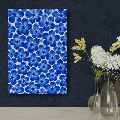 Blue Floral Pattern Wall Art - Canvas Framed Print