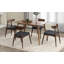 Ensemble de table de salle à manger 5 pièces, 1 table et 4 chaises, structure en bois d'hévéa, dossier ergonomique, chaises rembourrées, noyer et gris anthracite