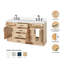Ensemble de meuble-lavabo double en bois massif 66 po avec plateau en quartz blanc 1,5 po Thornaby, lavabos ovales-81294286-94790196